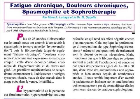 Fatigue chronique Fibromyalgie et sophrologie